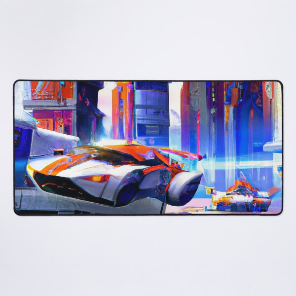 Item preview, Vibrant Futuristic City with Flying Cars, AI Generated Digital Painting designed and sold by sweetbelle.