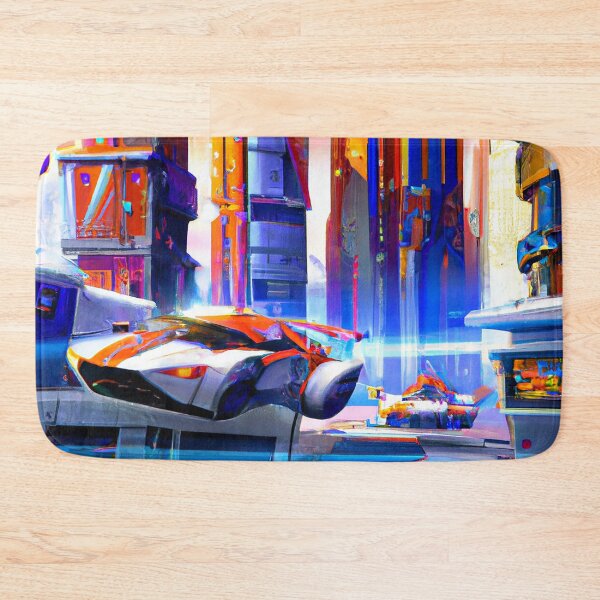 Item preview, Vibrant Futuristic City with Flying Cars, AI Generated Digital Painting designed and sold by sweetbelle.