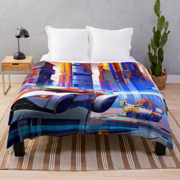 Item preview, Vibrant Futuristic City with Flying Cars, AI Generated Digital Painting designed and sold by sweetbelle.