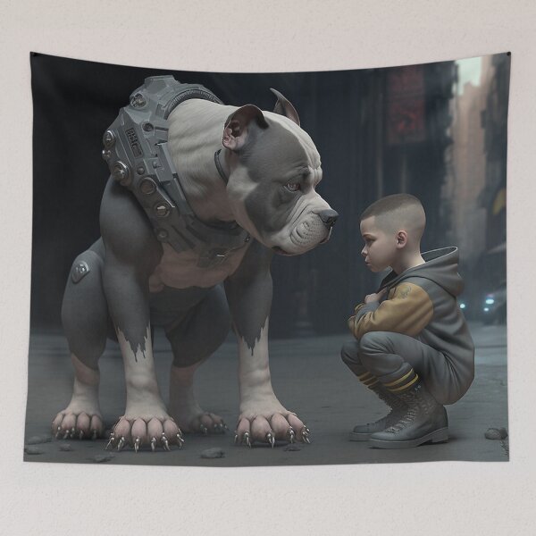 Item preview, Gris y blanco Ciencia ficción Blue Nose Pitbull Guardian designed and sold by epicevolution.