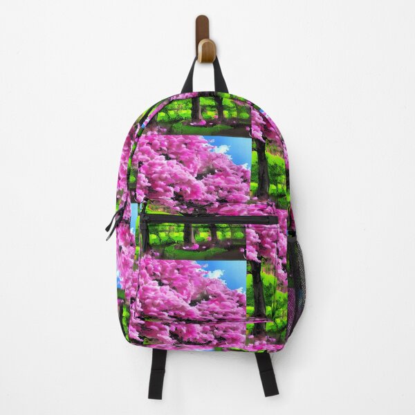 Item preview, Pink flowers on trees landscape designed and sold by gramizzia.