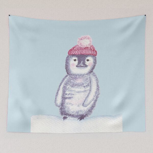 Item preview, Cute little penguin in a red cap with pompom designed and sold by Wolshebnaja.
