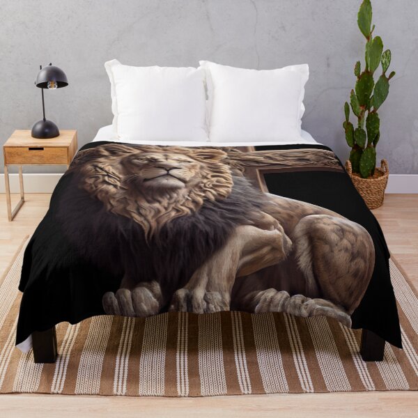 Item preview, Hyperrealistic Lion and Wooden Cross Design - Symbolizing the Lion of Judah designed and sold by Art4Christ.