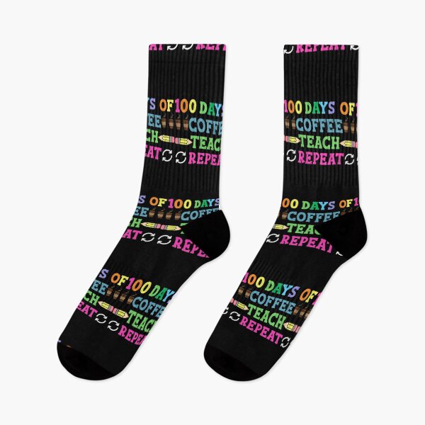 Item preview, Funny School Sayings | 100 Days of Coffee Teach Repeat | 100 Days Teacher Apple designed and sold by AMINE  ★★★★★.