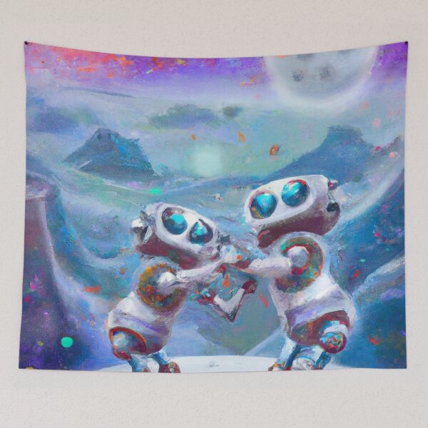 Item preview, Robots Dancing in Space, AI Generated Digital Art designed and sold by sweetbelle.
