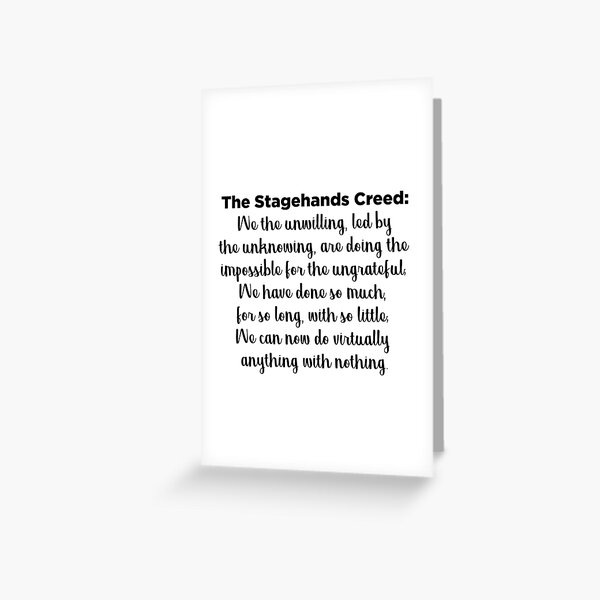 Item preview, Stagehands Creed designed and sold by lainade.