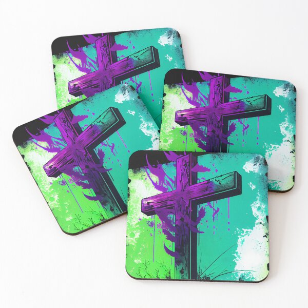 Item preview, Vibrant Eye-Catching Christian-Themed Design with Cross in Cyan, Green, and Purple Ink Style designed and sold by Art4Christ.