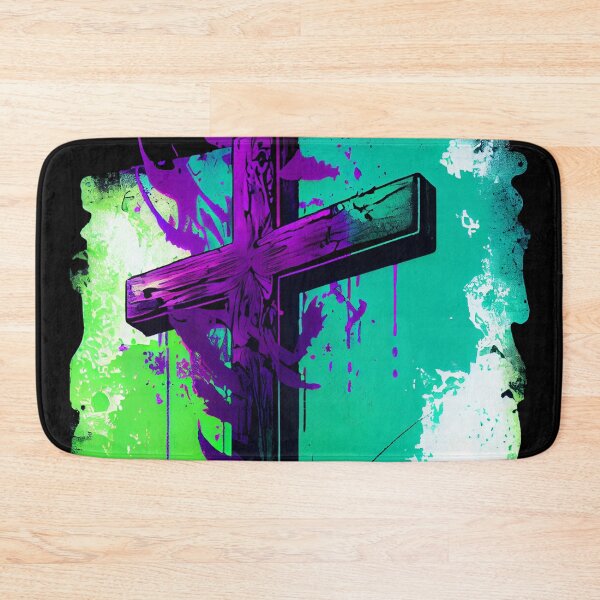 Item preview, Vibrant Eye-Catching Christian-Themed Design with Cross in Cyan, Green, and Purple Ink Style designed and sold by Art4Christ.