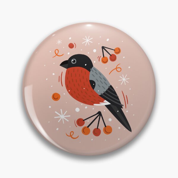 Item preview, Bullfinch with red berries and snowflakes. designed and sold by KO-SIM.
