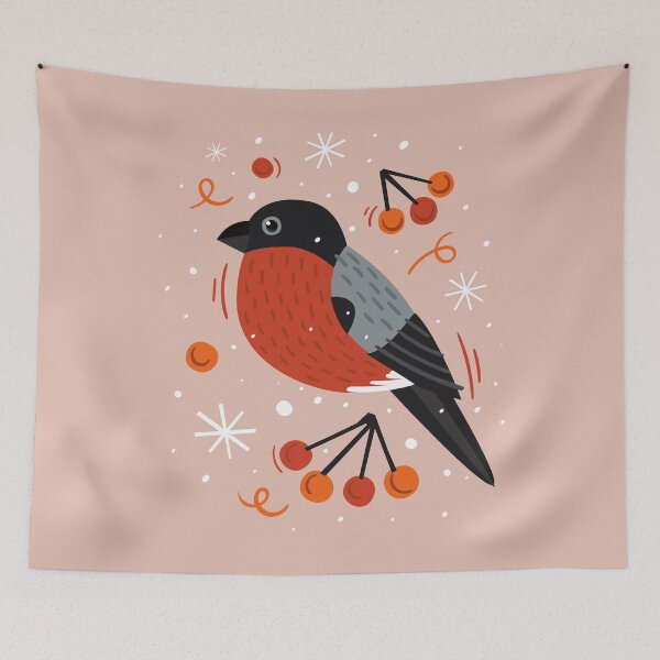 Item preview, Camachuelo con frutos rojos y copos de nieve. designed and sold by KO-SIM.