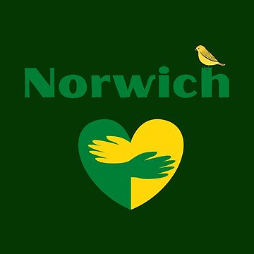 Artwork thumbnail, Norwich Love Heart and Canary - T-shirt by MyriadLifePhoto