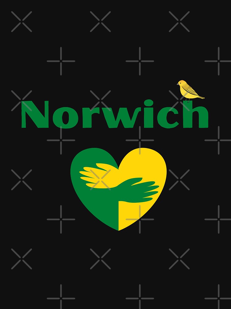 Artwork view, Norwich Love Heart and Canary - T-shirt designed and sold by MyriadLifePhoto