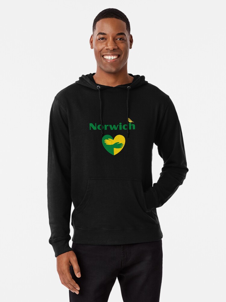 Lightweight Hoodie, Norwich Love Heart and Canary - T-shirt designed and sold by MyriadLifePhoto