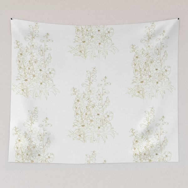 Item preview, Larkspur drawing golden hand painted  designed and sold by ColorandColor.