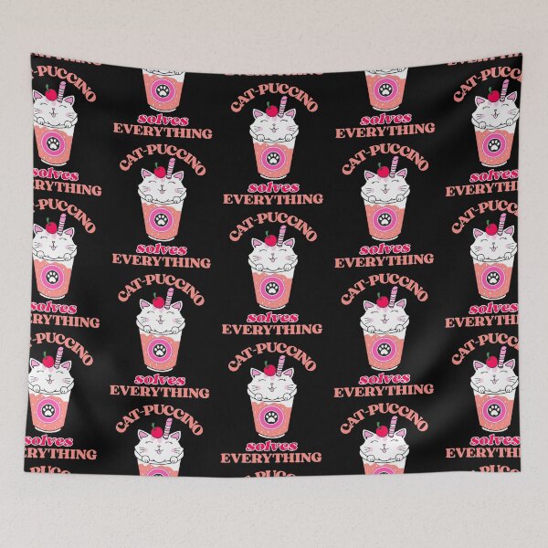 Item preview, Catpuccino solves everything, coffee and cat design, Cat Lovers, Cute Cat in a cup of cappucino design  designed and sold by efenem.