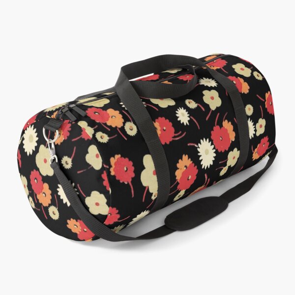 Item preview, RED WHITE ORANGE FLOWERS IN BLACK Art Deco Floral designed and sold by BulganLumini.