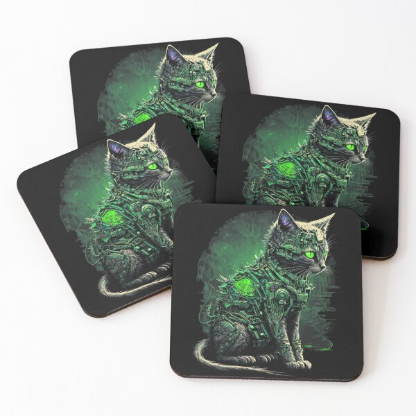 Item preview, Green Cyborg Cat designed and sold by 9LivesCats.