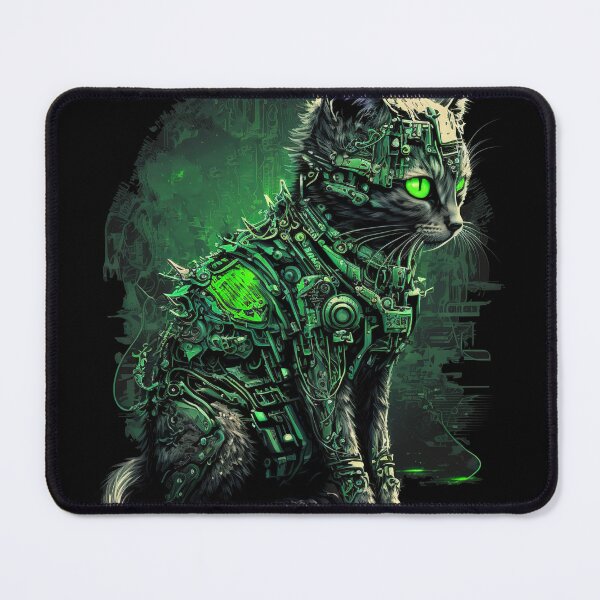 Item preview, Green Cyborg Cat designed and sold by 9LivesCats.