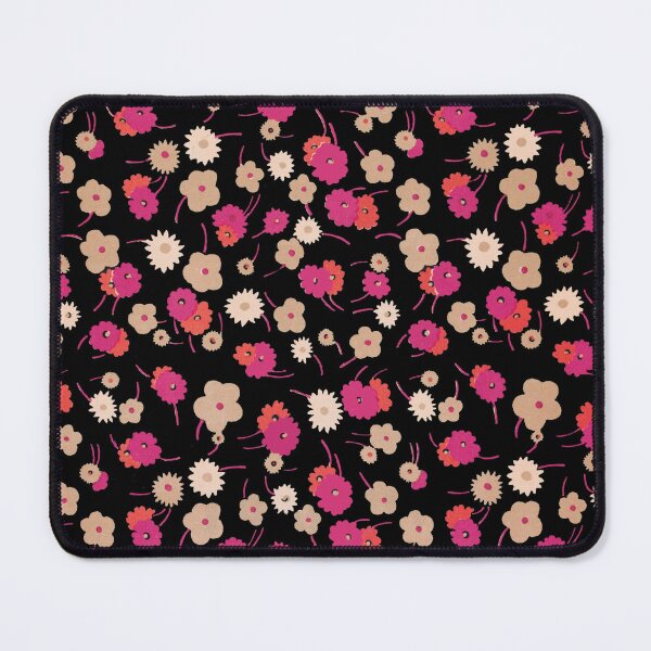Item preview, PINK FUCHSIA WHITE ORANGE FLOWERS IN BLACK Art Deco Floral designed and sold by BulganLumini.