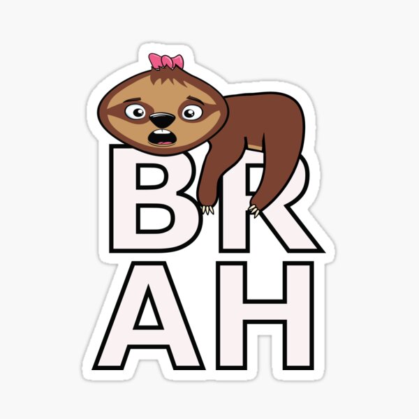 Brah Surprised Sloth Pink Sticker For Sale By Tiptoptapo Redbubble