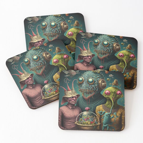 Item preview, weird scene with cute monsters designed and sold by mrlongfield.