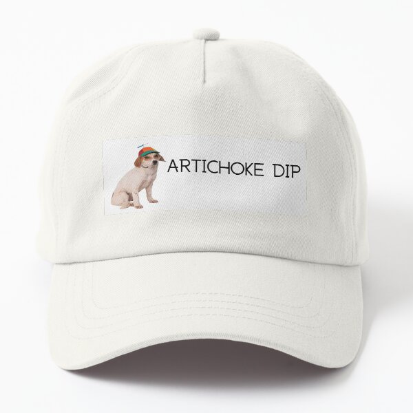 Aperçu de l'œuvre Autocollant pare-chocs avec chapeau à hélice et trempette aux artichauts pour chien créée et vendue par hyperfocusrach.
