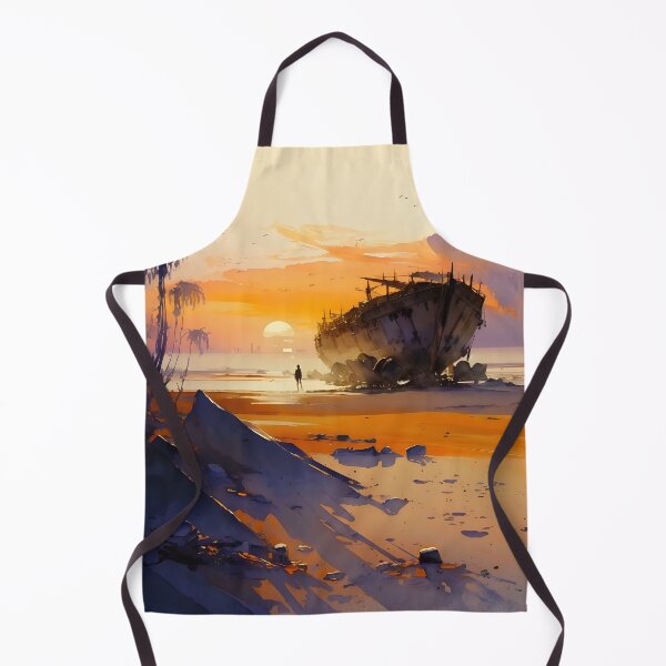 Item preview, Shipwreck on a Deserted Beach Watercolor designed and sold by NKantas.
