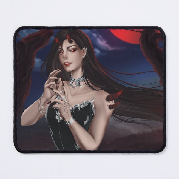 Item preview, Dark themed anime girl with horns in the night forest designed and sold by mizuyro.
