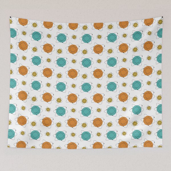 Item preview, Turquoise Orange Gold Mid Century Modern Atomic Pattern  designed and sold by Orchard Berry.