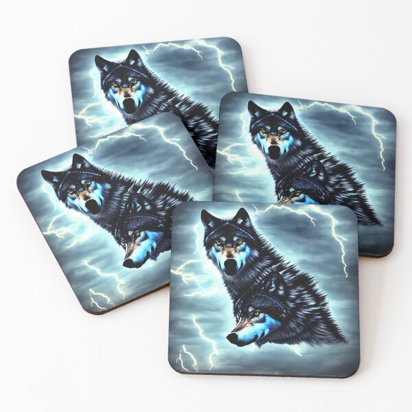 Item preview, Lightning wolf pack night sky designed and sold by BigBrainArtwork.