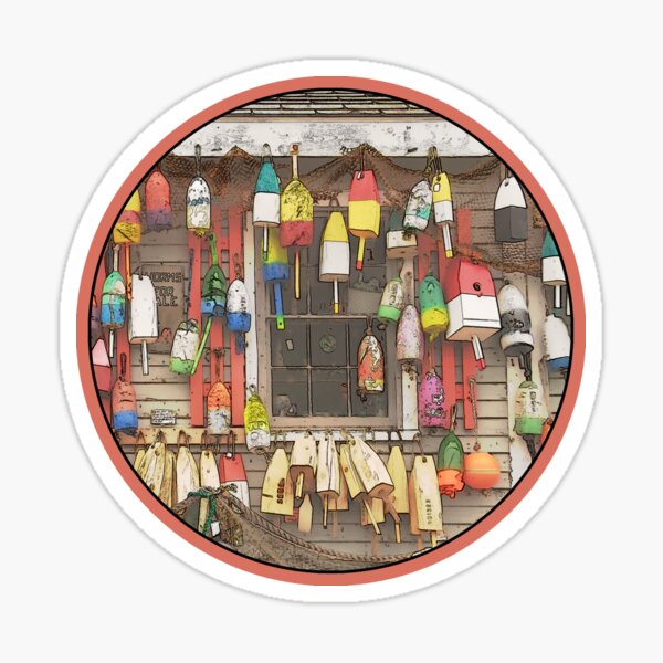 “Maine Lobster Buoys - Original Art” Sticker for Sale by alpendesigns