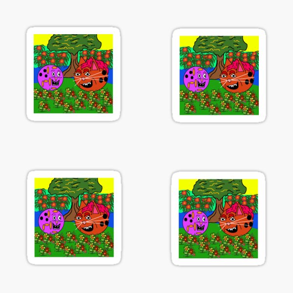 &ldquo;Cat Bowling Ball Enjoying Nature With Friends And Flowers 2&rdquo; Sticker