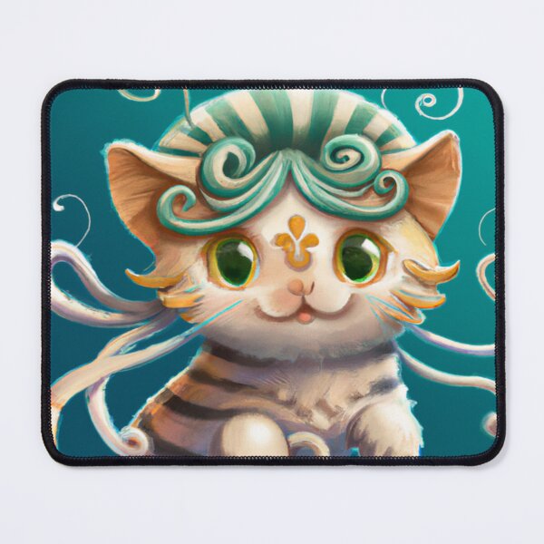 Item preview, Gato blanco rayado de ojos amarillos de estilo helénico designed and sold by DuniDesign.