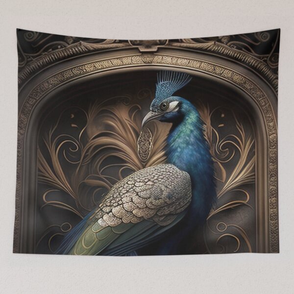 Item preview, Cinematic photo illustration of a peacock standing on a rock designed and sold by RK - Shop.