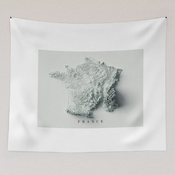 Item preview, France Shaded Relief Map 3D digitally-rendered designed and sold by ThinkAboutMaps.