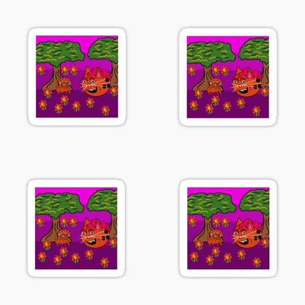 &ldquo;Cat Bowling Ball Enjoying Nature With Dog 2&rdquo; Sticker for Sale by