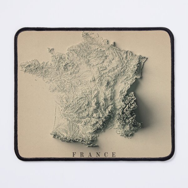 Item preview, France Shaded Relief Map 3D digitally-rendered designed and sold by ThinkAboutMaps.
