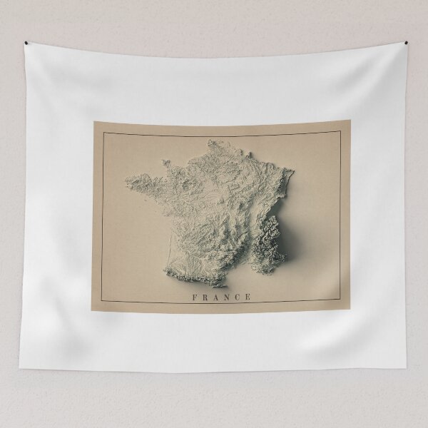 Item preview, France Shaded Relief Map 3D digitally-rendered designed and sold by ThinkAboutMaps.