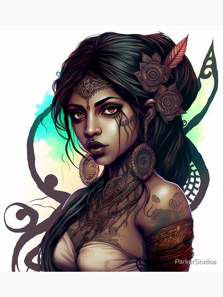East-Indian Tattoo Princess, Dream Pixi Teen, Anime Character, Ink Art