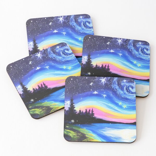 Item preview, Night Starry Sky Landscape Art, Colorful Night Sky Art, Nature Art, Spiritual Starry Art designed and sold by viewgraphics.