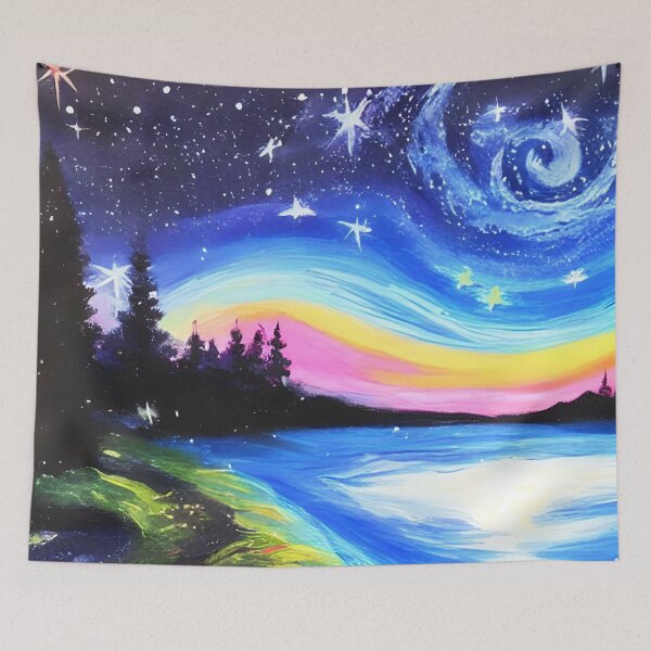 Item preview, Night Starry Sky Landscape Art, Colorful Night Sky Art, Nature Art, Spiritual Starry Art designed and sold by viewgraphics.