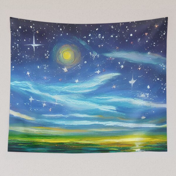 Item preview, Night Starry Sky Landscape Art, Colorful Night Sky Art, Nature Art, Spiritual Starry Art designed and sold by viewgraphics.