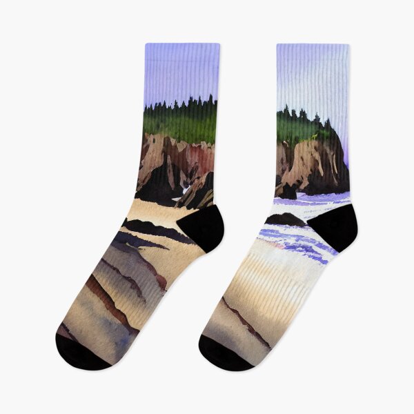 Item preview, Oregon Coast Landscape at Low Tide Watercolor Art designed and sold by viewgraphics.