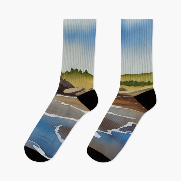 Item preview, Oregon Coast Landscape at Low Tide Watercolor Art designed and sold by viewgraphics.