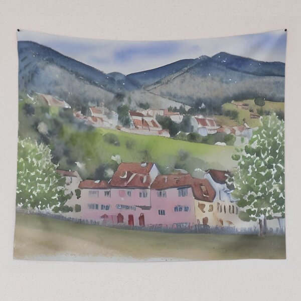 Item preview, Original Watercolor of Ribeauville, Alsace, France Art designed and sold by viewgraphics.
