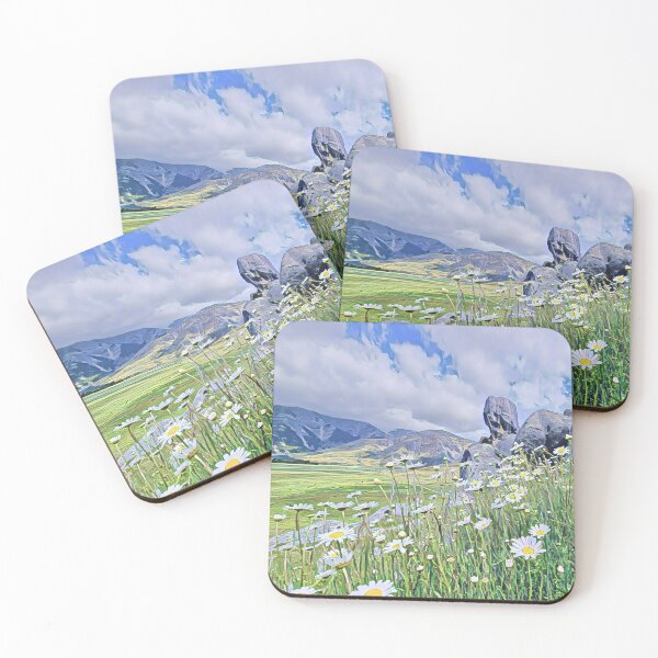 Item preview, Rock Outcrop Daisies and Mountains Castle Hill NZ designed and sold by TastyTonic.
