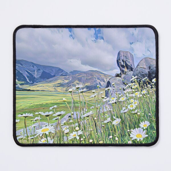 Item preview, Rock Outcrop Daisies and Mountains Castle Hill NZ designed and sold by TastyTonic.
