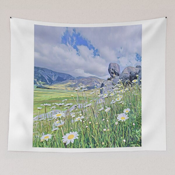 Item preview, Rock Outcrop Daisies and Mountains Castle Hill NZ designed and sold by TastyTonic.