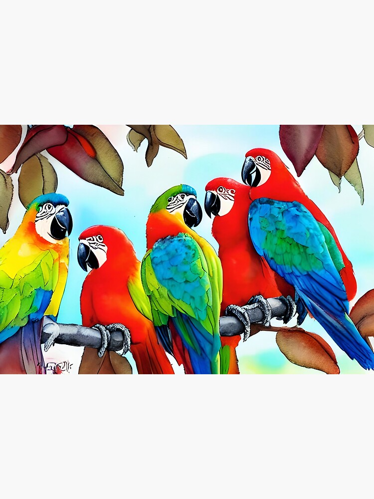 "Parrots Art, Parrots Watercolor, Birds Watercolor Art" Poster for Sale