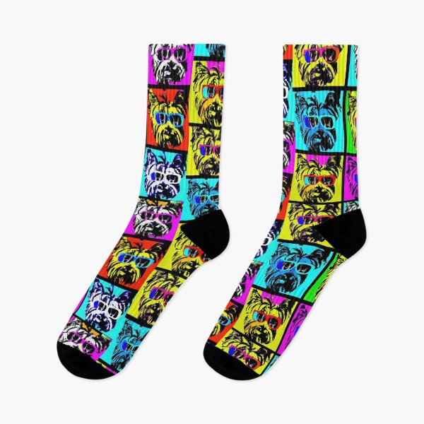 Item preview, Yorkshire Terriers wearing sunglasses in style of an Andy Warhol print designed and sold by AIK9Artwork.